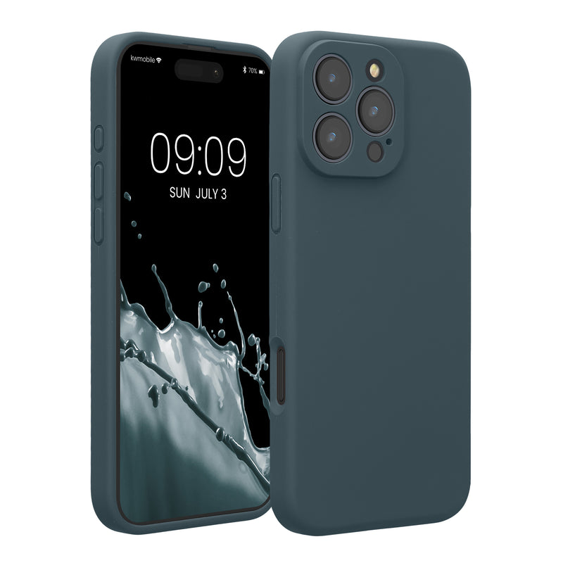 kwmobile Handyhülle kompatibel mit Apple iPhone 16 Pro Max Hülle - gummierte Handy Case aus Silikon in Dunkler Schiefer Dunkler Schiefer  
