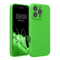 kwmobile Handyhülle kompatibel mit Apple iPhone 16 Pro Max Hülle - gummierte Handy Case aus Silikon in Limettengrün Limettengrün  