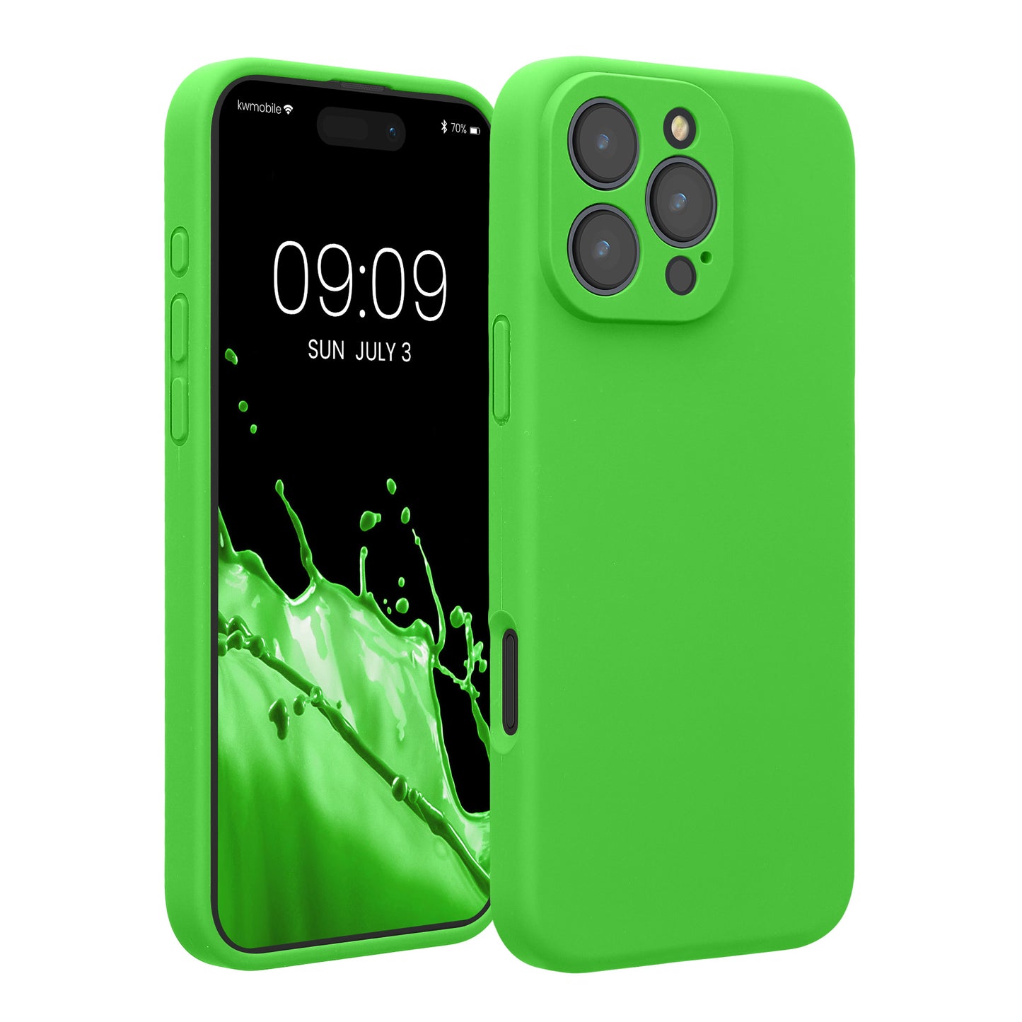 kwmobile Handyhülle kompatibel mit Apple iPhone 16 Pro Max Hülle - gummierte Handy Case aus Silikon in Limettengrün Limettengrün  