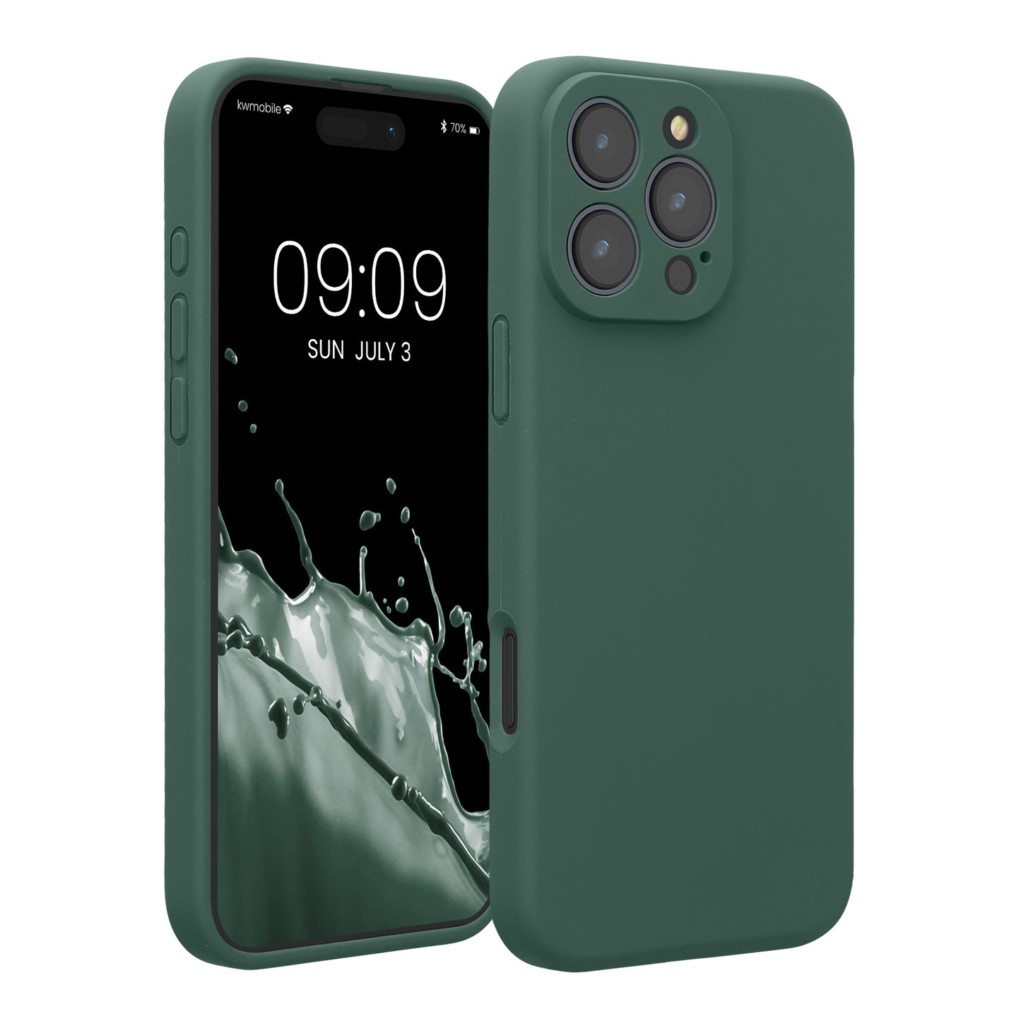 kwmobile Handyhülle kompatibel mit Apple iPhone 16 Pro Max Hülle - gummierte Handy Case aus Silikon in Tannengrün Tannengrün  