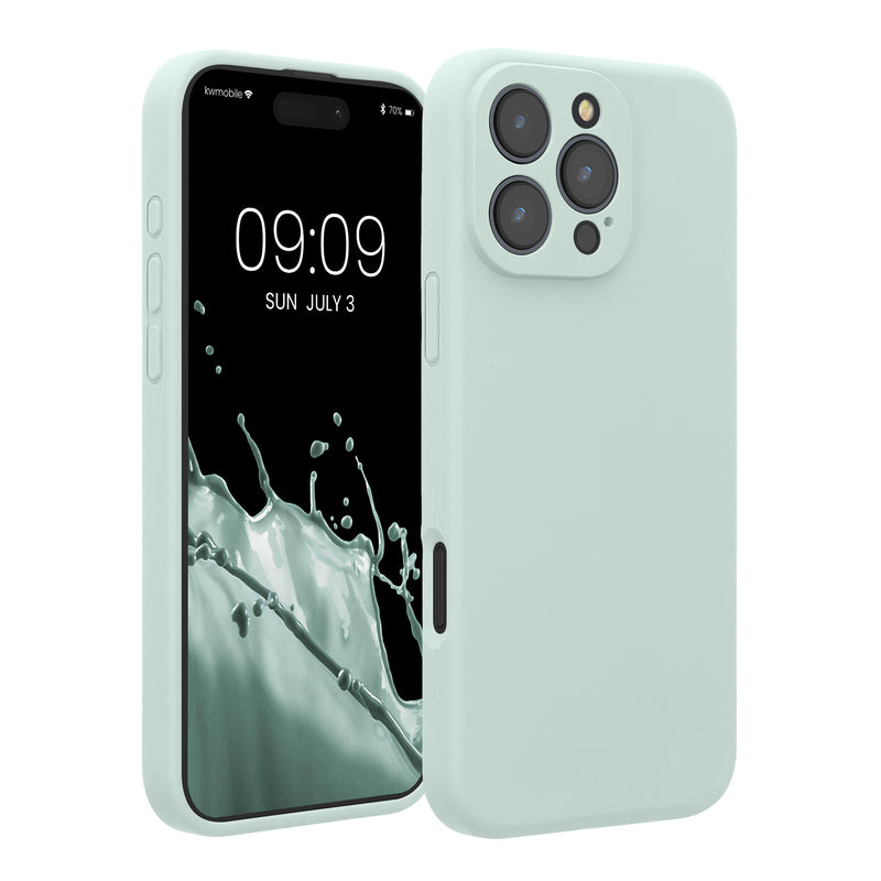 kwmobile Handyhülle kompatibel mit Apple iPhone 16 Pro Max Hülle - gummierte Handy Case aus Silikon in Cool Mint Cool Mint  