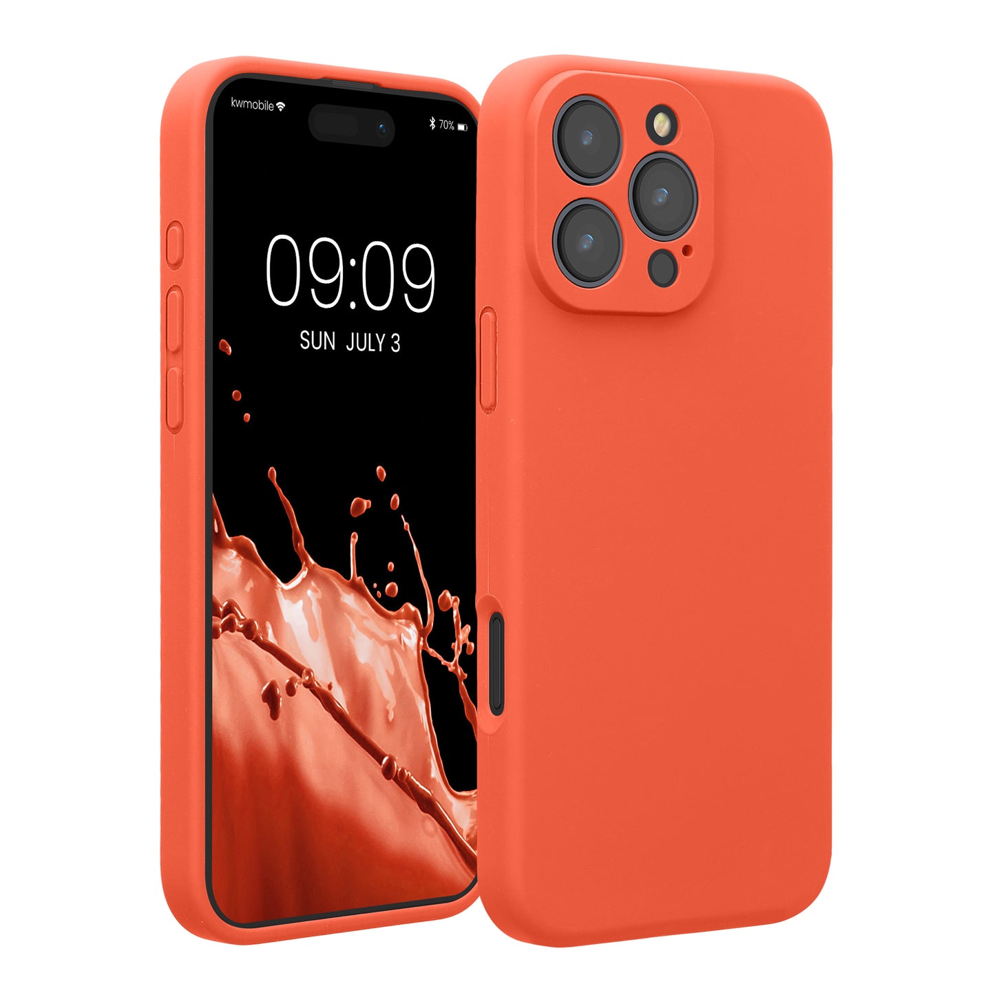 kwmobile Handyhülle kompatibel mit Apple iPhone 16 Pro Max Hülle - gummierte Handy Case aus Silikon in Leuchtende Koralle Leuchtende Koralle  