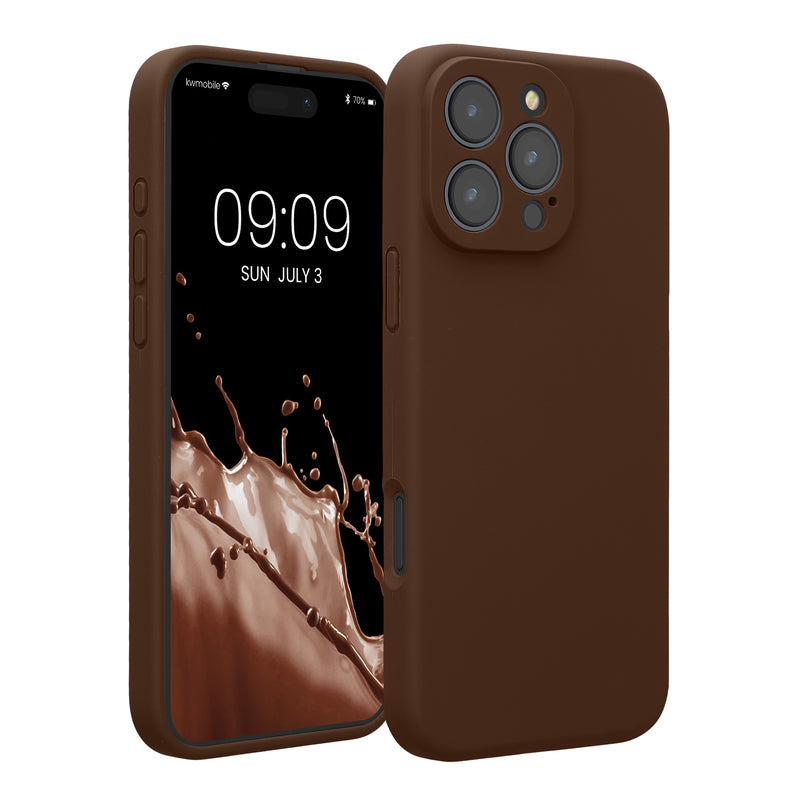 kwmobile Handyhülle kompatibel mit Apple iPhone 16 Pro Max Hülle - gummierte Handy Case aus Silikon in Chocolate Chocolate  