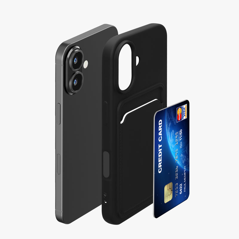 kwmobile Handyhülle kompatibel mit Apple iPhone 16 Hülle - Handy Cover mit Fach für Karten