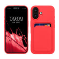 kwmobile Handyhülle kompatibel mit Apple iPhone 16 Hülle - Handy Cover mit Fach für Karten - in Neon Pink Neon Pink  