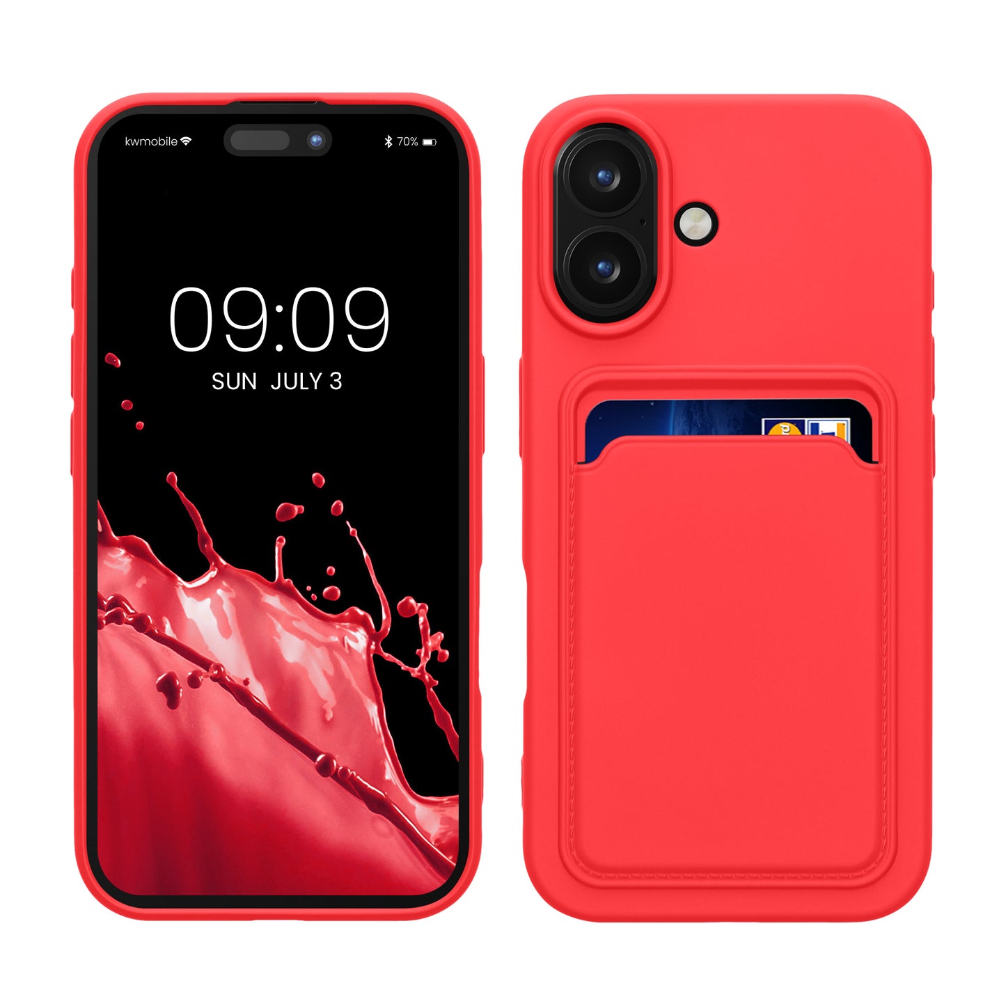 kwmobile Handyhülle kompatibel mit Apple iPhone 16 Hülle - Handy Cover mit Fach für Karten - in Neon Pink Neon Pink  