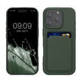 kwmobile Handyhülle kompatibel mit Apple iPhone 16 Pro Hülle - Handy Cover mit Fach für Karten - in Dunkelgrün Dunkelgrün  