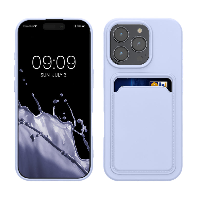 kwmobile Handyhülle kompatibel mit Apple iPhone 16 Pro Hülle - Handy Cover mit Fach für Karten - in Lavendel Lavendel  