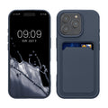 kwmobile Handyhülle kompatibel mit Apple iPhone 16 Pro Hülle - Handy Cover mit Fach für Karten - in Dunkelblau Dunkelblau  