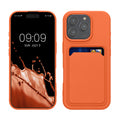 kwmobile Handyhülle kompatibel mit Apple iPhone 16 Pro Hülle - Handy Cover mit Fach für Karten - in Orange Orange  