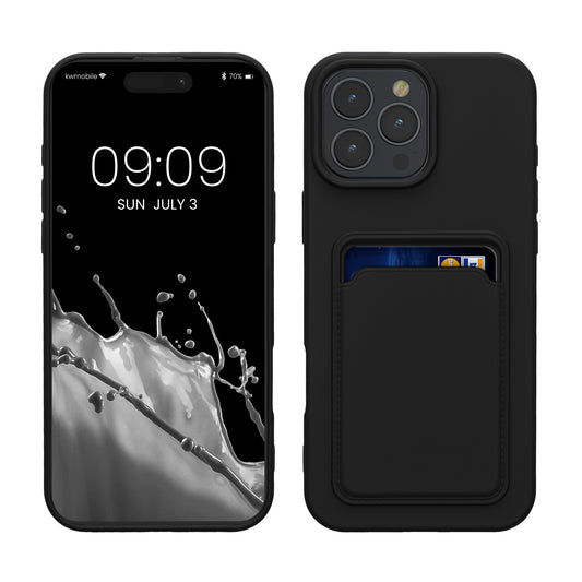 kwmobile Handyhülle kompatibel mit Apple iPhone 16 Pro Max Hülle - Handy Cover mit Fach für Karten - in Schwarz Schwarz  