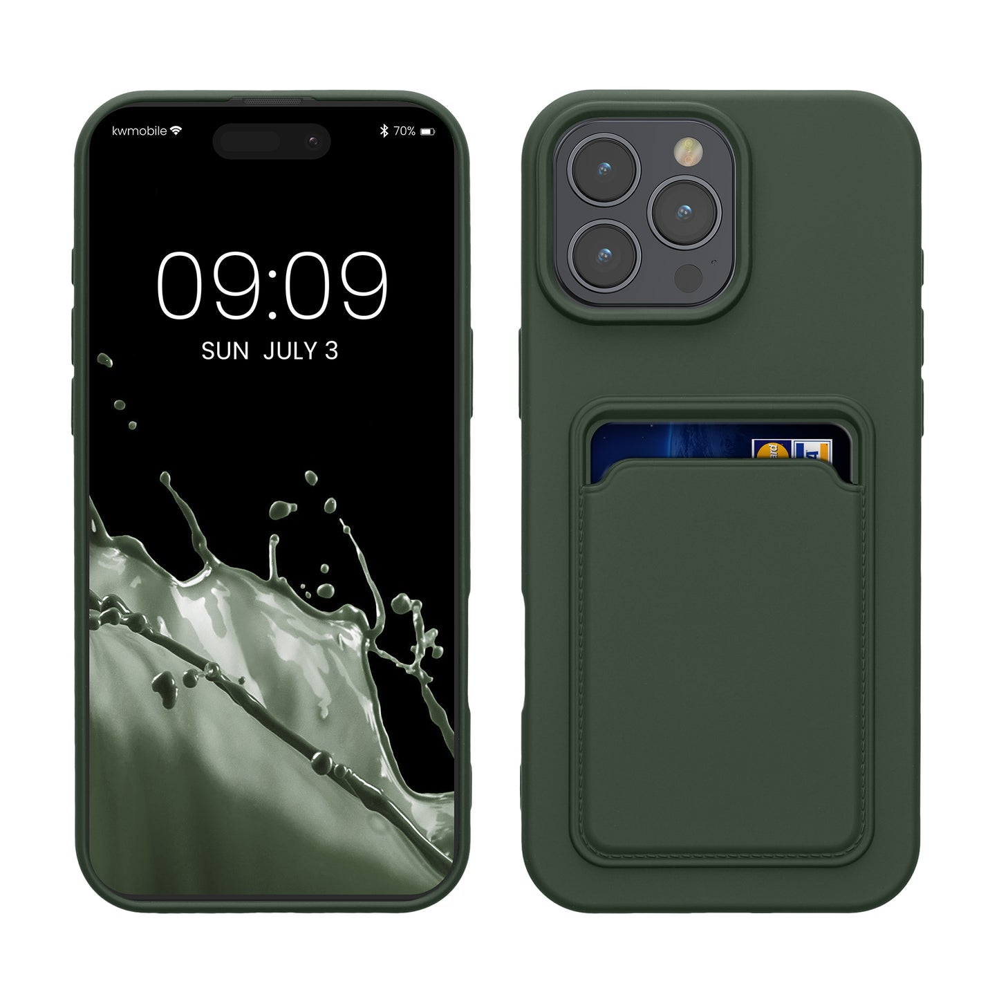 kwmobile Handyhülle kompatibel mit Apple iPhone 16 Pro Max Hülle - Handy Cover mit Fach für Karten - in Dunkelgrün Dunkelgrün  