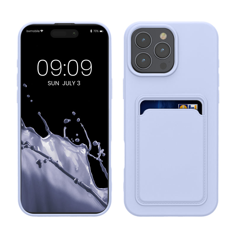 kwmobile Handyhülle kompatibel mit Apple iPhone 16 Pro Max Hülle - Handy Cover mit Fach für Karten - in Lavendel Lavendel  