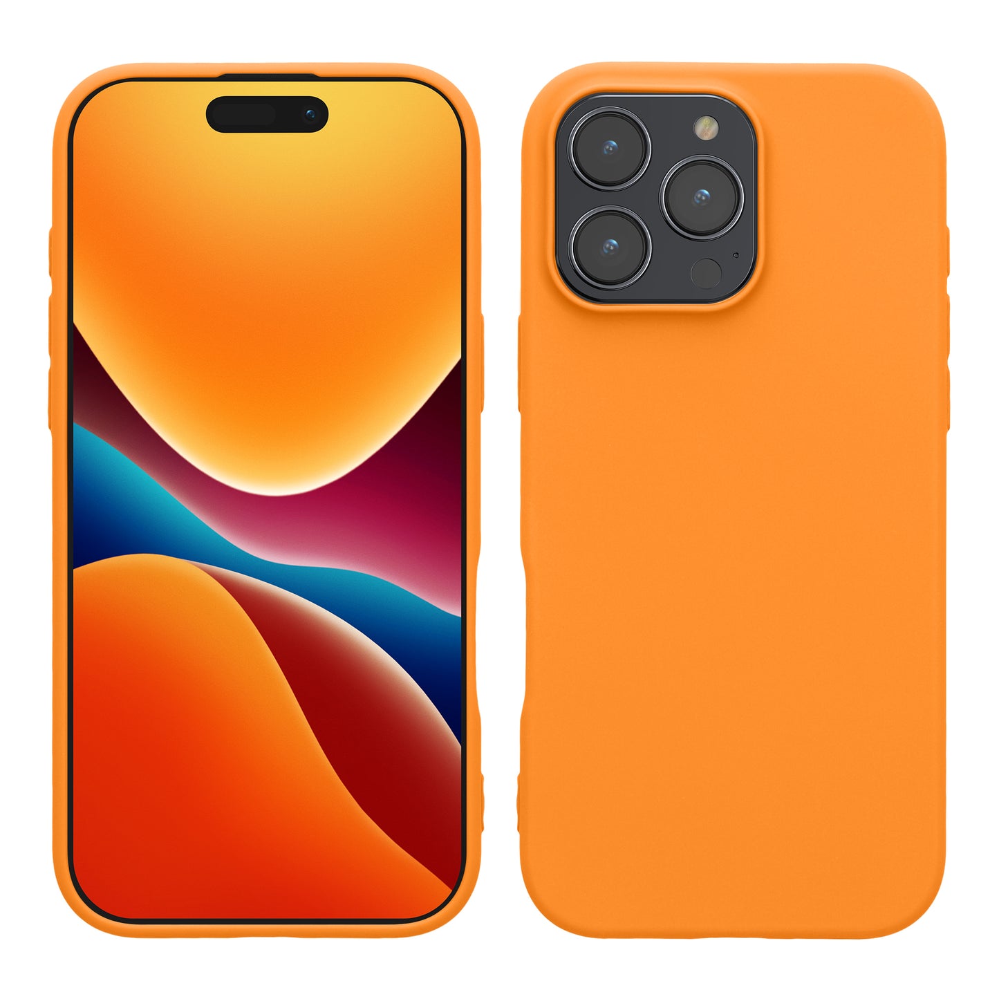 kwmobile Hülle kompatibel mit Apple iPhone 16 Pro Max Hülle - weiches TPU Silikon Case - Cover geeignet für kabelloses Laden - Fruity Orange Fruity Orange  