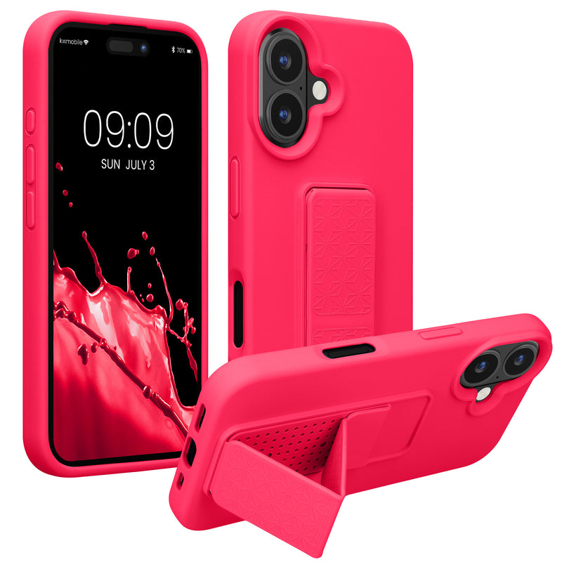 kwmobile Handyhülle für Apple iPhone 16 Hülle mit Fingerhalter und Stand Schutzhülle Cover
