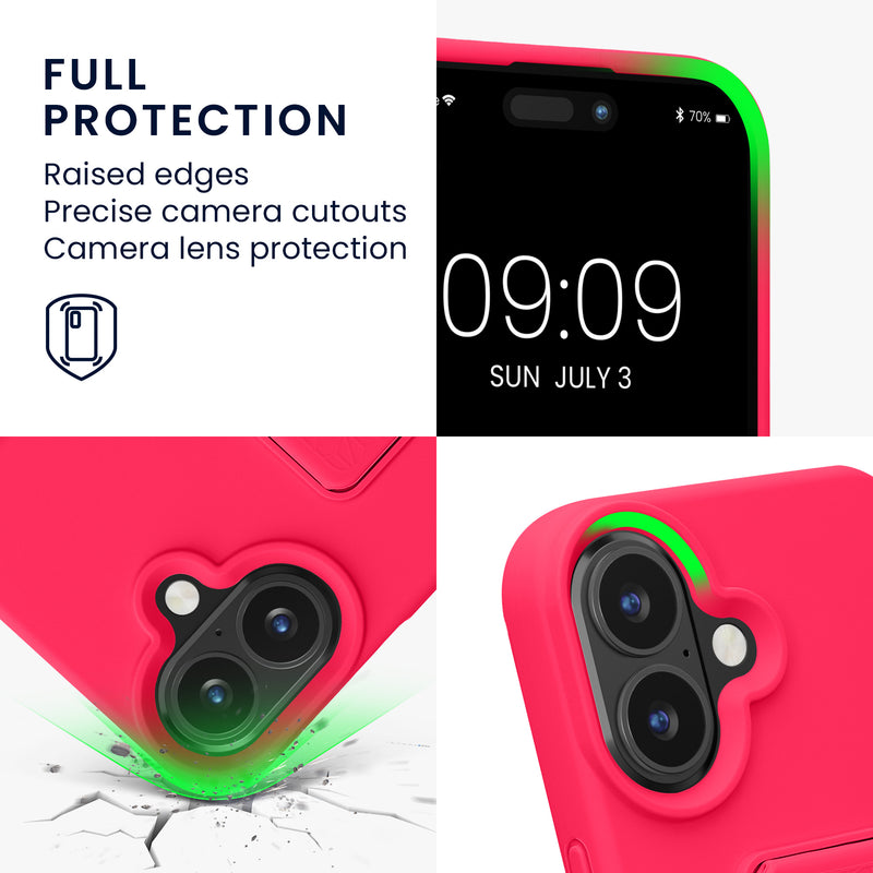kwmobile Handyhülle für Apple iPhone 16 Hülle mit Fingerhalter und Stand Schutzhülle Cover
