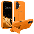 kwmobile Handyhülle kompatibel mit Apple iPhone 16 - Hülle mit Fingerhalter und Standfunktion - Silikon Case Handy Cover in Fruity Orange Fruity Orange  