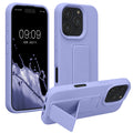 kwmobile Handyhülle kompatibel mit Apple iPhone 16 Pro - Hülle mit Fingerhalter und Standfunktion - Silikon Case Handy Cover in Lavendel Lavendel  