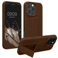 kwmobile Handyhülle kompatibel mit Apple iPhone 16 Pro - Hülle mit Fingerhalter und Standfunktion - Silikon Case Handy Cover in Chocolate Chocolate  