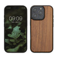 kwmobile Hülle kompatibel mit Apple iPhone 16 Pro Hülle - Holz Case - stoßfestes Handy Cover - TPU Handyhülle in Dunkelbraun Dunkelbraun  