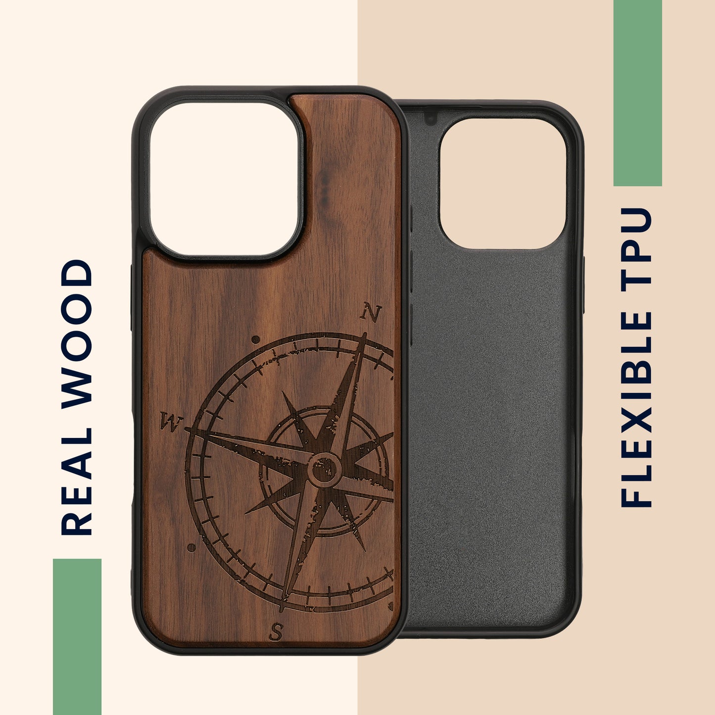 kwmobile Hülle kompatibel mit Apple iPhone 16 Pro Hülle - Handy Cover - TPU Handyhülle Kompass Vintage