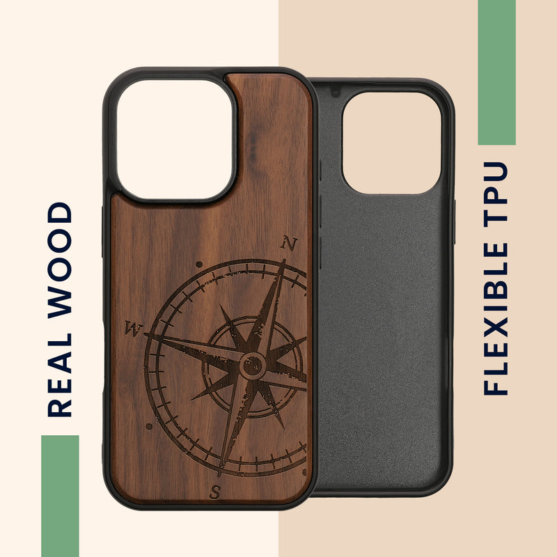 kwmobile Hülle kompatibel mit Apple iPhone 16 Pro Hülle - Handy Cover - TPU Handyhülle Kompass Vintage