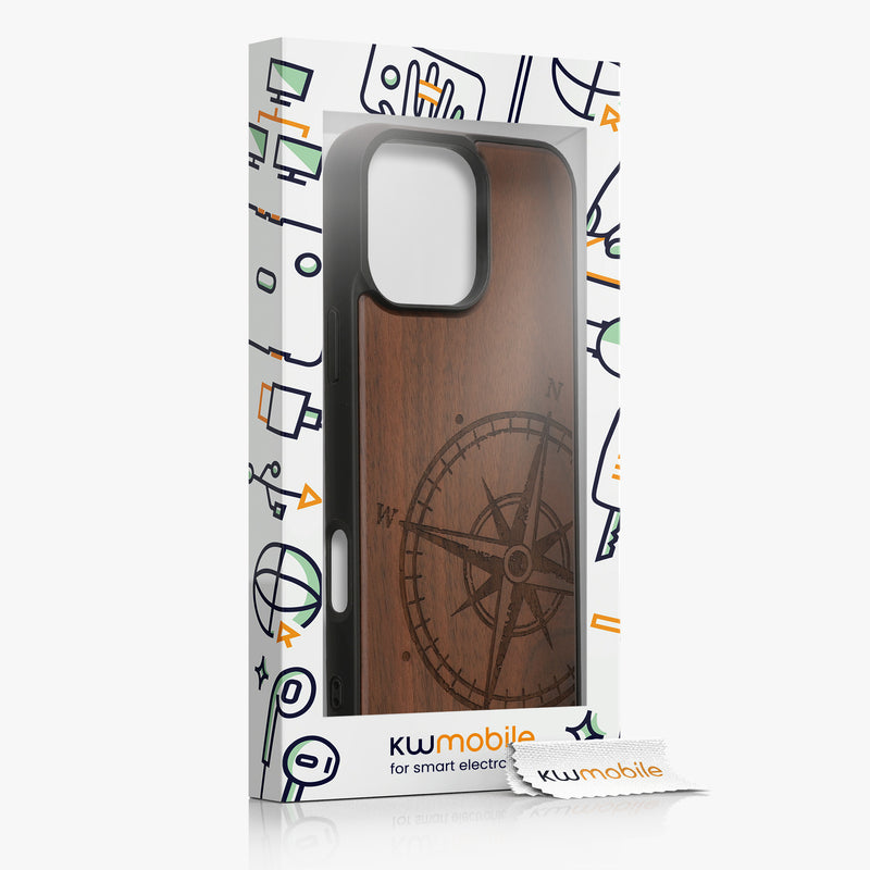 kwmobile Hülle kompatibel mit Apple iPhone 16 Pro Max Handy Cover TPU Handyhülle Kompass Vintage
