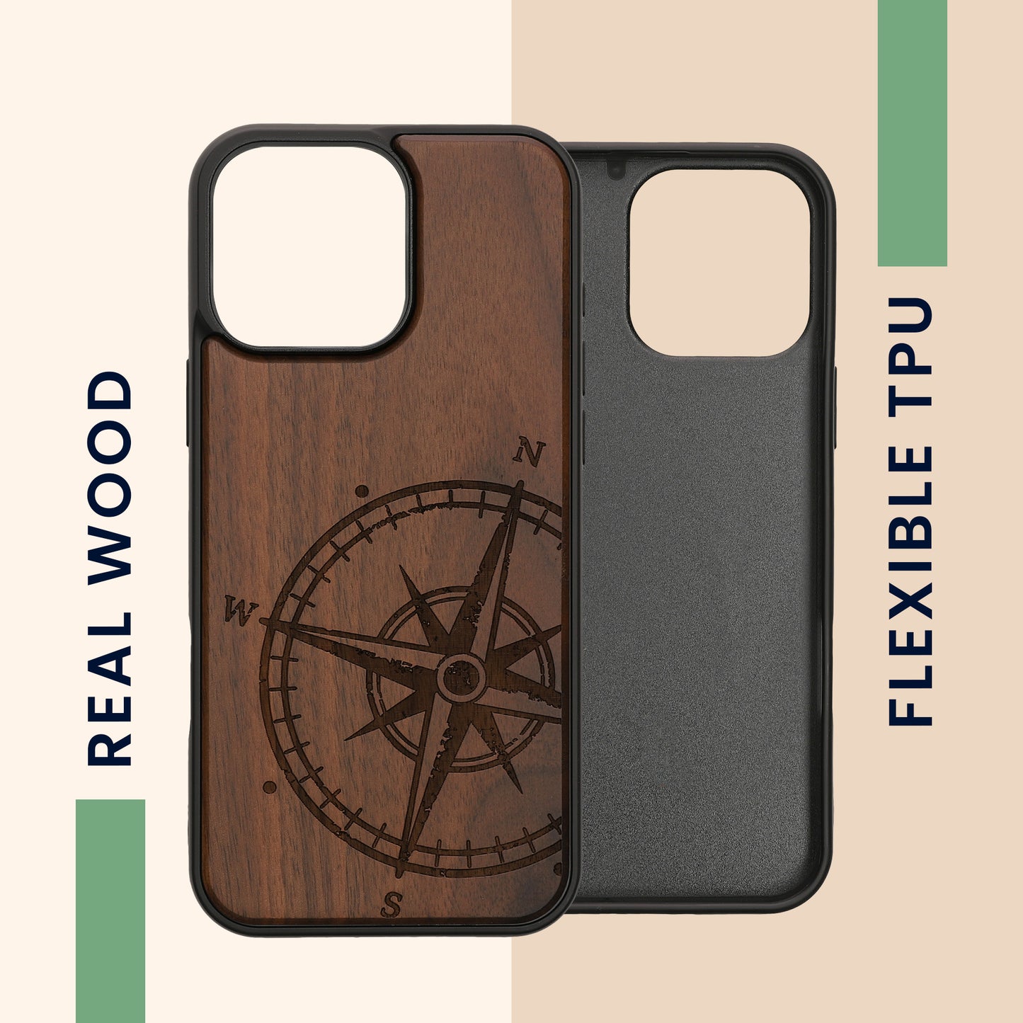 kwmobile Hülle kompatibel mit Apple iPhone 16 Pro Max Handy Cover TPU Handyhülle Kompass Vintage