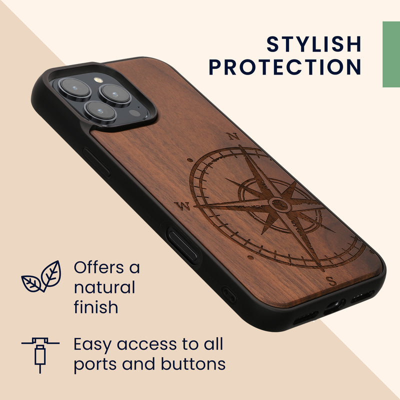 kwmobile Hülle kompatibel mit Apple iPhone 16 Pro Max Handy Cover TPU Handyhülle Kompass Vintage