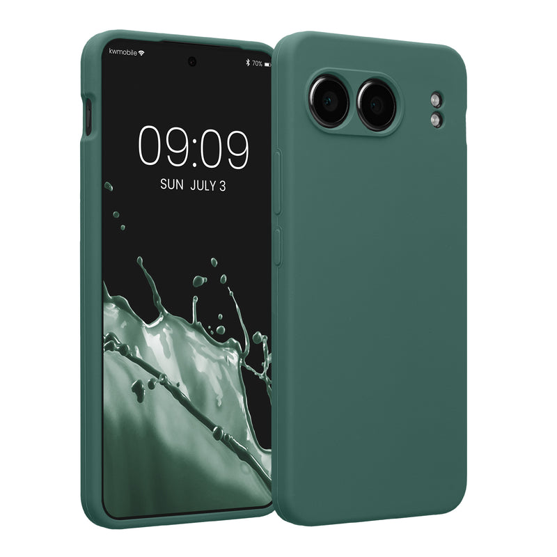 kwmobile Handyhülle kompatibel mit OnePlus Nord 4 5G Hülle - gummierte Handy Case aus Silikon in Tannengrün Tannengrün  