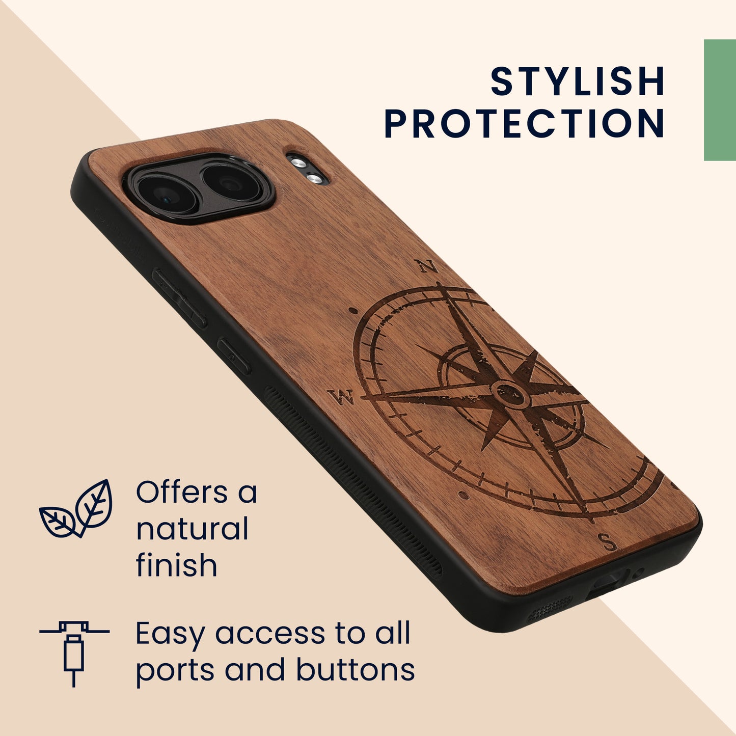 kwmobile Hülle kompatibel mit OnePlus Nord 4 5G Handy Cover TPU Handyhülle Kompass Vintage