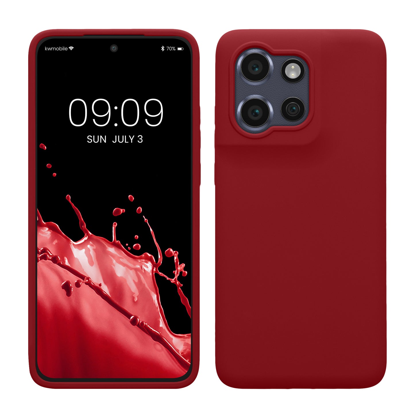 kwmobile Hülle kompatibel mit Motorola Edge 60 Neo / Edge 50 Neo / ThinkPhone 25 Hülle - Silikon Handy Case - Handyhülle weiche Oberfläche - kabelloses Laden - Rhabarber Rot Rhabarber Rot  