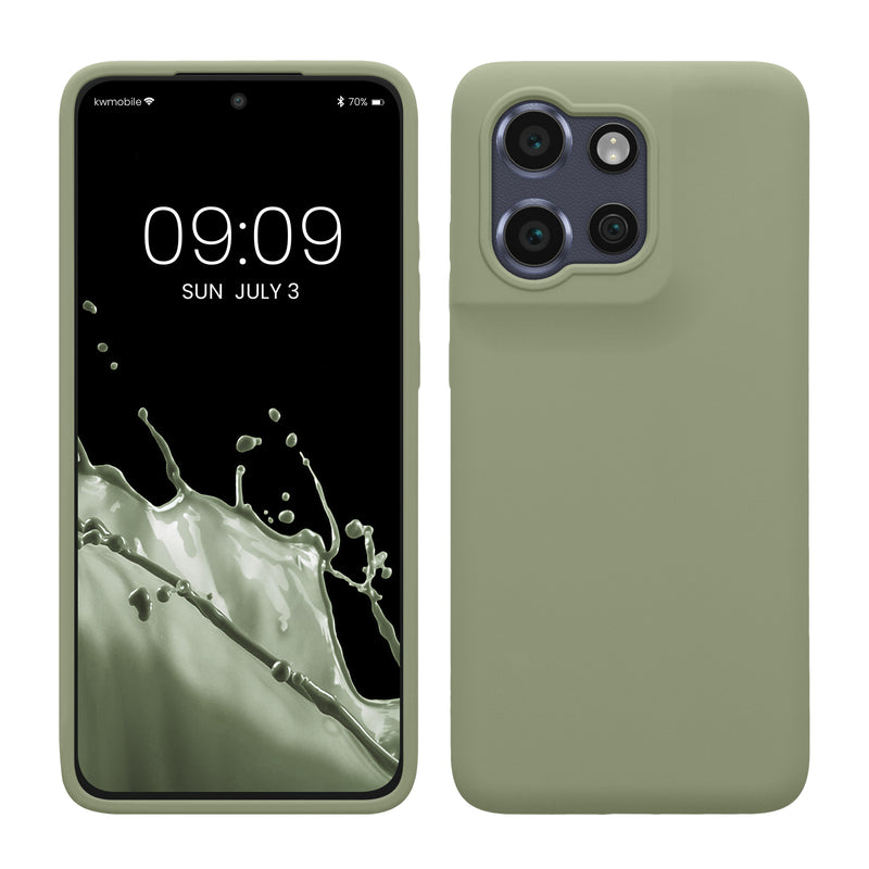 kwmobile Hülle kompatibel mit Motorola Edge 60 Neo / Edge 50 Neo / ThinkPhone 25 Hülle - Silikon Handy Case - Handyhülle weiche Oberfläche - kabelloses Laden - Graugrün Graugrün  