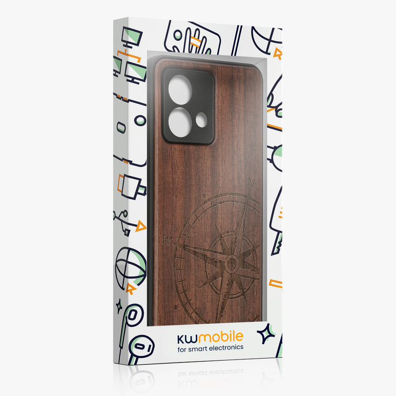 kwmobile Hülle kompatibel mit Motorola Moto G84 5G Hülle - Case - Handy Cover - TPU Handyhülle Kompass Vintage