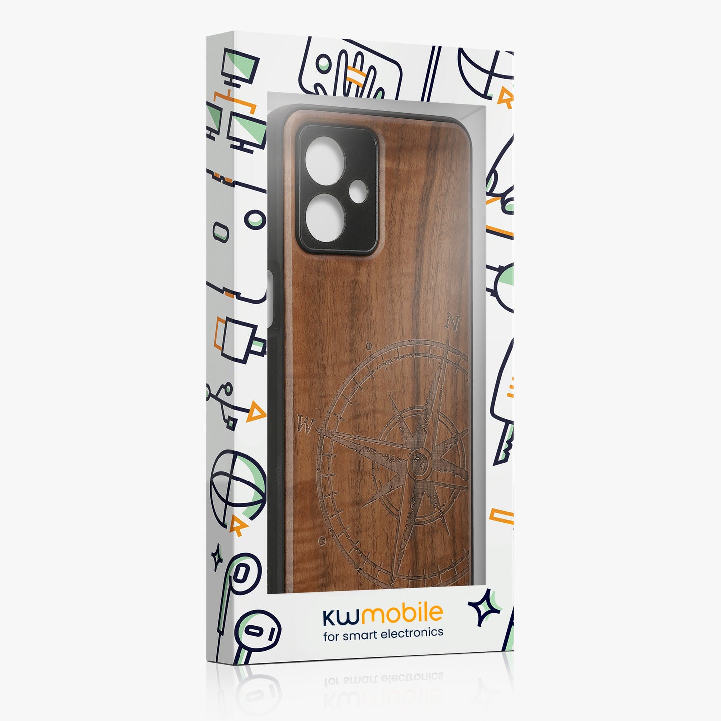 kwmobile Hülle kompatibel mit Motorola Moto G54 5G Handy Cover TPU Handyhülle Kompass Vintage