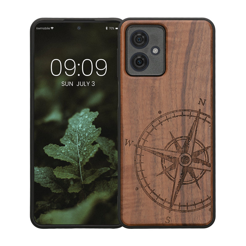kwmobile Hülle kompatibel mit Motorola Moto G54 5G Handy Cover TPU Handyhülle Kompass Vintage