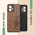 kwmobile Hülle kompatibel mit Motorola Moto G54 5G Handy Cover TPU Handyhülle Kompass Vintage
