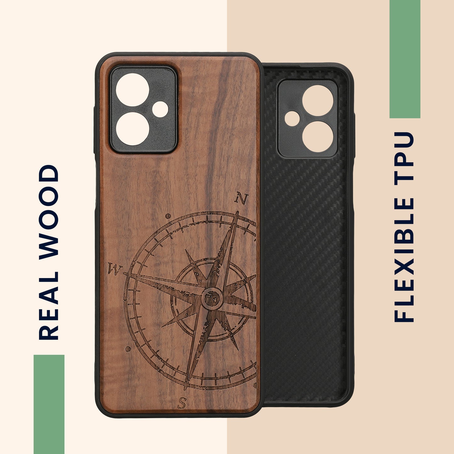 kwmobile Hülle kompatibel mit Motorola Moto G54 5G Handy Cover TPU Handyhülle Kompass Vintage
