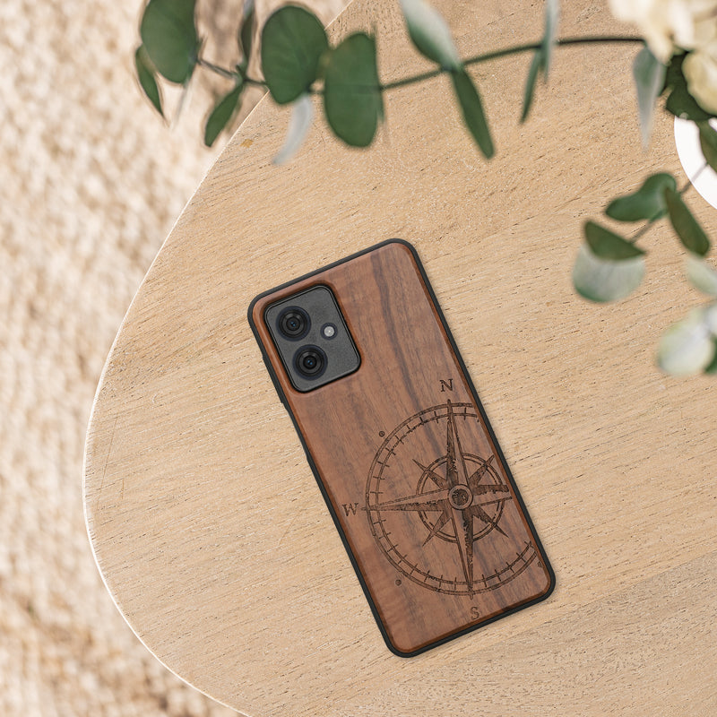 kwmobile Hülle kompatibel mit Motorola Moto G54 5G Handy Cover TPU Handyhülle Kompass Vintage