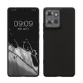 kwmobile Hülle kompatibel mit Motorola Edge 50 Hülle - weiches TPU Silikon Case - Cover geeignet für kabelloses Laden - Schwarz matt Schwarz matt  