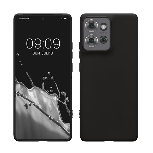 kwmobile Hülle kompatibel mit Motorola Edge 50 Hülle - weiches TPU Silikon Case - Cover geeignet für kabelloses Laden - Schwarz matt Schwarz matt  