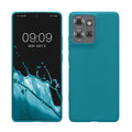 kwmobile Hülle kompatibel mit Motorola Edge 50 Hülle - weiches TPU Silikon Case - Cover geeignet für kabelloses Laden - Petrol Petrol  