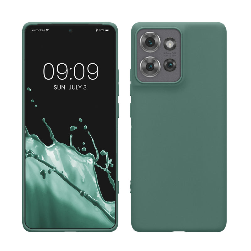kwmobile Hülle kompatibel mit Motorola Edge 50 Hülle - weiches TPU Silikon Case - Cover geeignet für kabelloses Laden - Tannengrün Tannengrün  