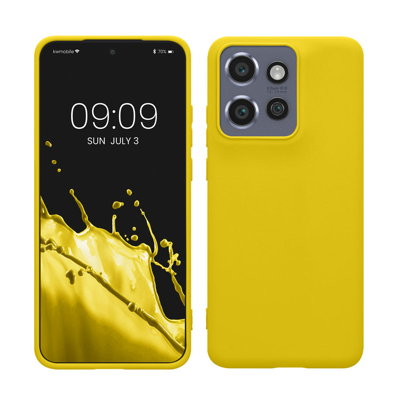 kwmobile Hülle kompatibel mit Motorola Edge 60 Neo / Edge 50 Neo / ThinkPhone 25 Hülle - weiches TPU Silikon Case - Cover geeignet für kabelloses Laden - Strahlend Gelb Strahlend Gelb  