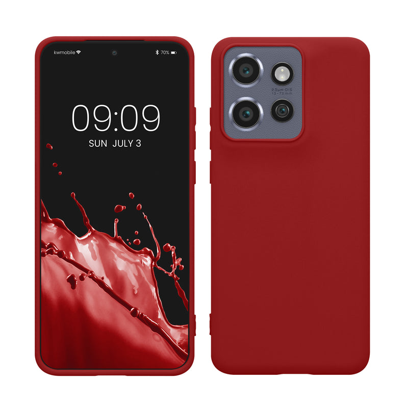kwmobile Hülle kompatibel mit Motorola Edge 60 Neo / Edge 50 Neo / ThinkPhone 25 Hülle - weiches TPU Silikon Case - Cover geeignet für kabelloses Laden - Rhabarber Rot Rhabarber Rot  