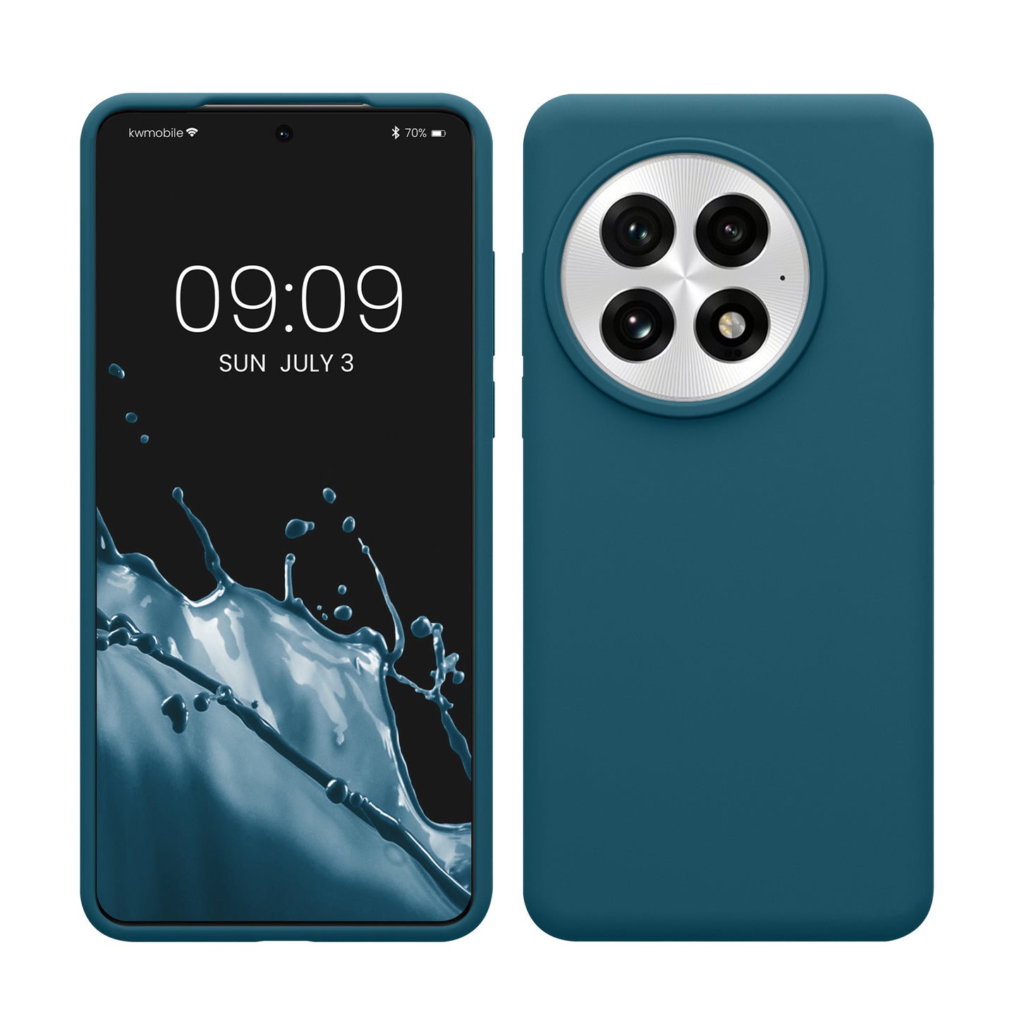 kwmobile Hülle kompatibel mit OnePlus 13 Hülle - Silikon Handy Case - Handyhülle weiche Oberfläche - kabelloses Laden - Petrol Petrol  