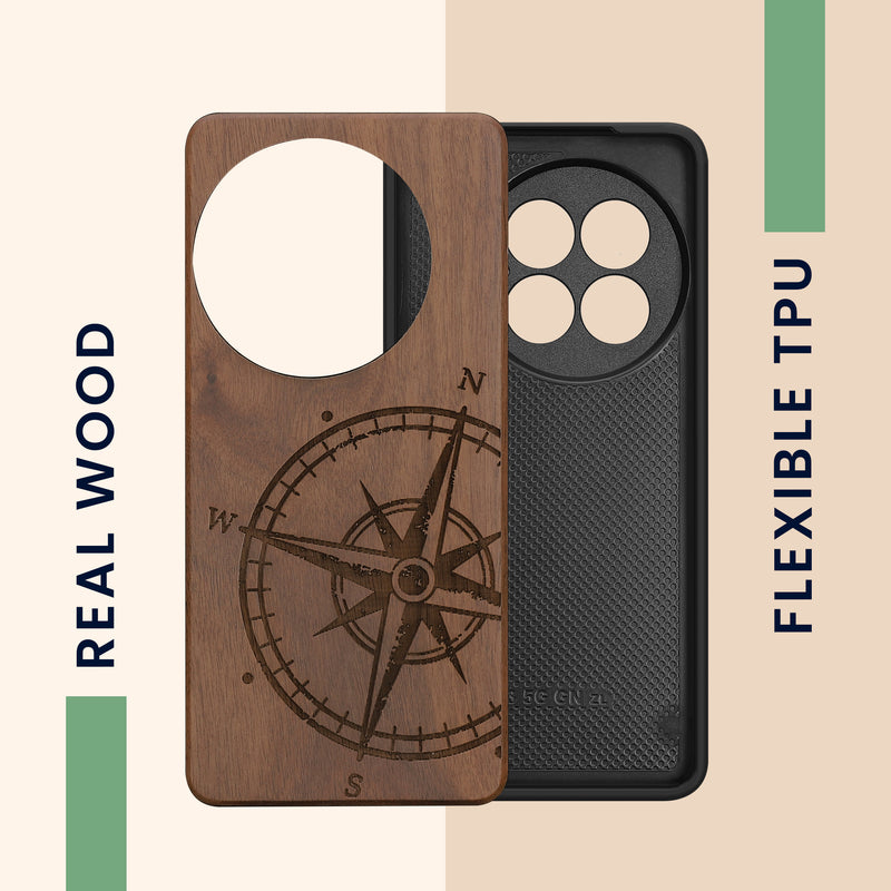 kwmobile Hülle kompatibel mit OnePlus 13 Handy Cover TPU Handyhülle Kompass Vintage