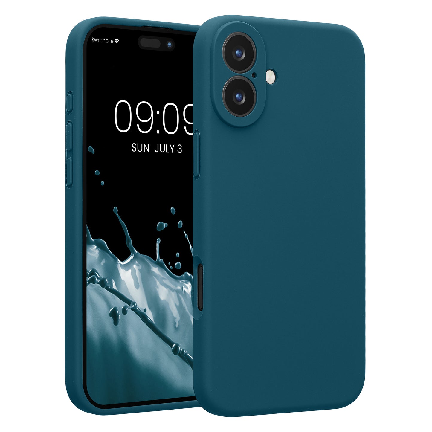 kwmobile Handyhülle kompatibel mit Apple iPhone 16 Plus Hülle - gummierte Handy Case aus Silikon in Petrol matt Petrol matt  