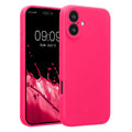 kwmobile Handyhülle kompatibel mit Apple iPhone 16 Plus Hülle - gummierte Handy Case aus Silikon in Neon Pink Neon Pink  