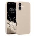 kwmobile Handyhülle kompatibel mit Apple iPhone 16 Plus Hülle - gummierte Handy Case aus Silikon in Creme Creme  